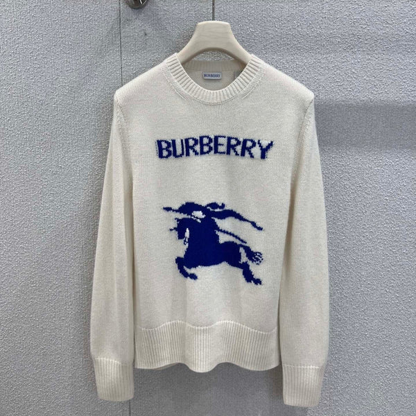 Burberry 25 Sweater White Blue Wool Cashmere
