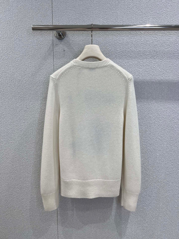 Burberry 25 Sweater White Blue Wool Cashmere