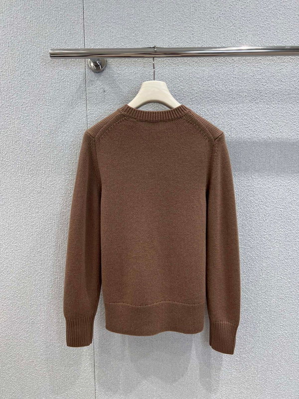 Burberry 25 Sweater Brown White Wool Cashmere