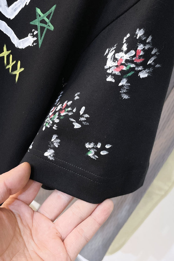 LV T-SHIRT BLACK MIX COLORFUL COTTON 239607