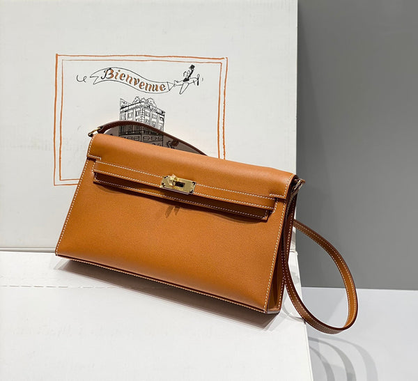 HM Kelly Elan 27cm Gold Leather Ghw
