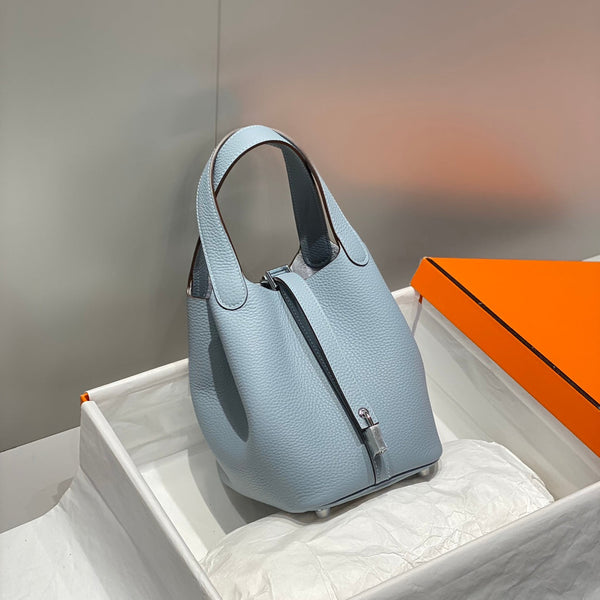 picotin lock light sky blue togo leather silver hardware