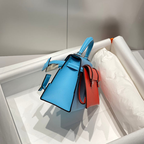 HM Kelly Doll Picto Bag Blue Sky White Togo Leather 269991