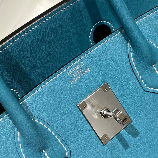 Borsa a spalla HM Birkin 29 in pelle blu petrolio 222333