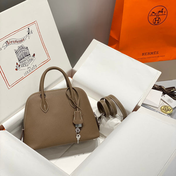 HM Bolide 25 Brown Pastel Epsom Leather Silver Hardware 237392
