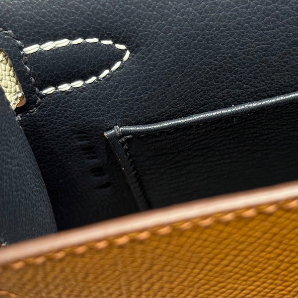 HM Mini Kelly 19 Golden Brown mix Black Epsom 243107