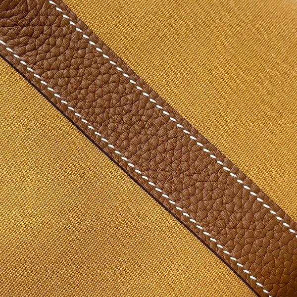 HM Garden Party 30cm Bag Gold Togo Dark Beige Canvas