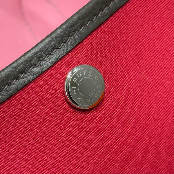 HM Garden Party 30cm Bag Etoupe Clemence Togo Red Canvas