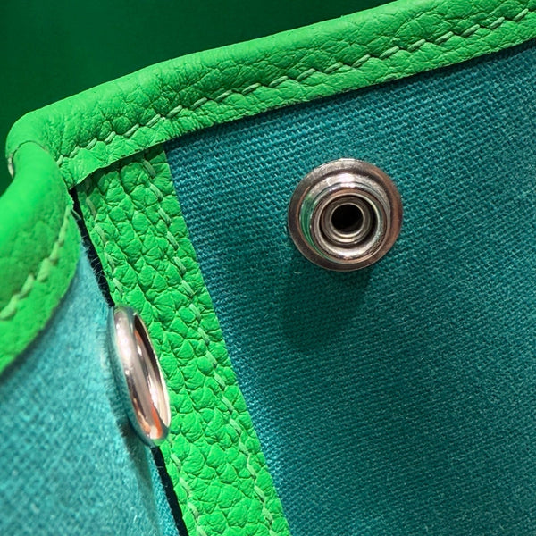 HM Garden Party 30cm Bag Green Togo Blue Canvas