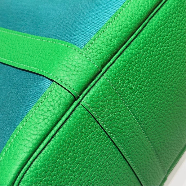 HM Garden Party 30cm Bag Green Togo Blue Canvas