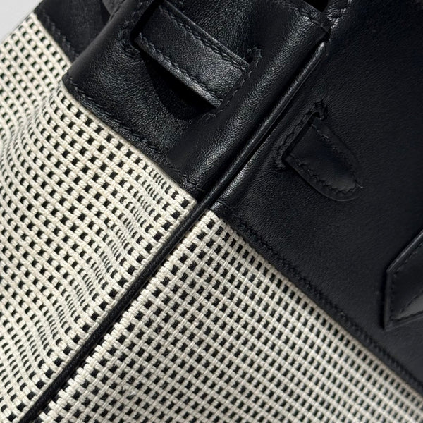 HM Birkin 25cm Black Swift Cowhide With Waffle Panda Black and White Canvas Fabric Shw 249985