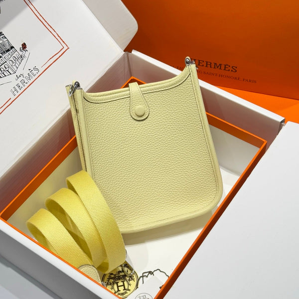 Borsa Hermes Evelyn 18 in pelle Epsom gialla Milton 255527