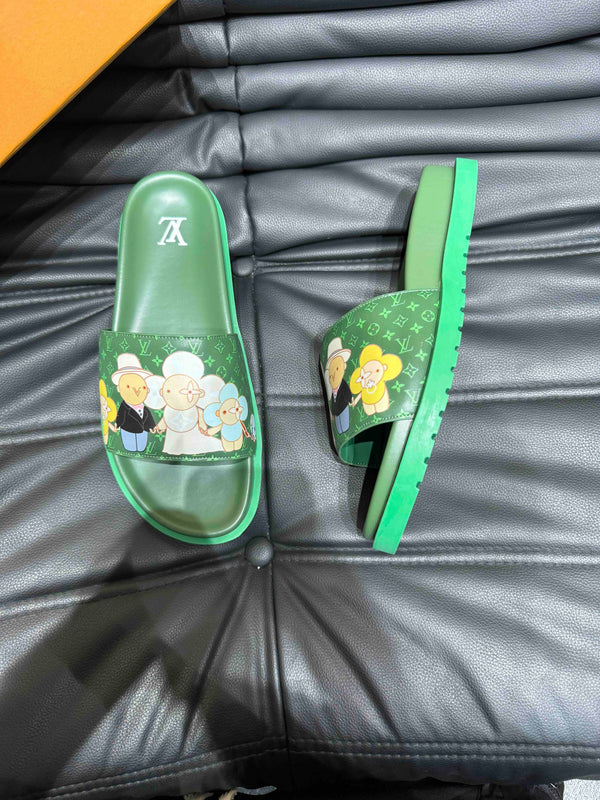 LV SLIPPERS IN SEA GREEN MONOGRAM CALFSKIN