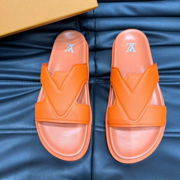 LV OASIS MULE IN CARROT ORANGE CALFSKIN
