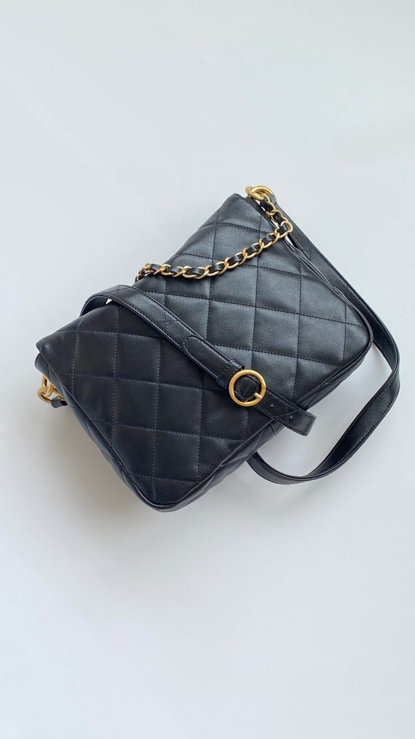 Chanel 25 Hobo Bag Black Lambskin