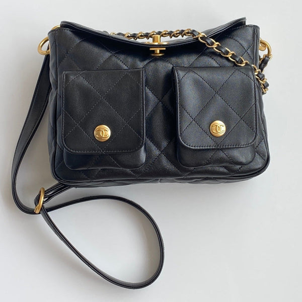 Chanel 25 Hobo Bag Black Lambskin