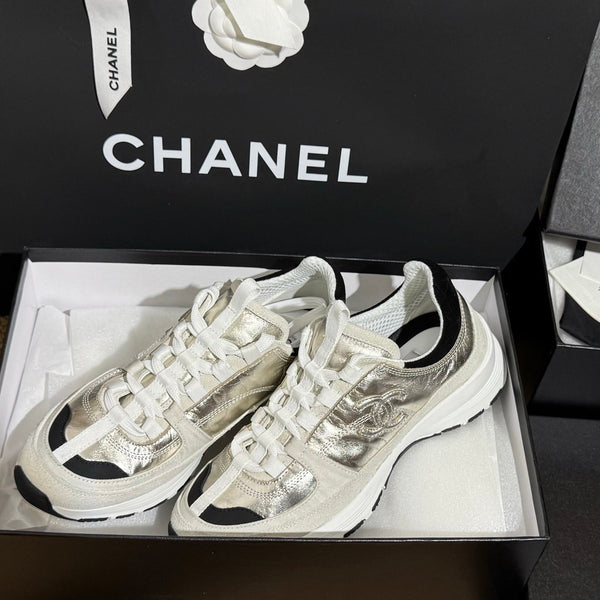 CC 25A Trainers Light Gold Black Cream Laminated Calfskin And Suede Calfskin 352120