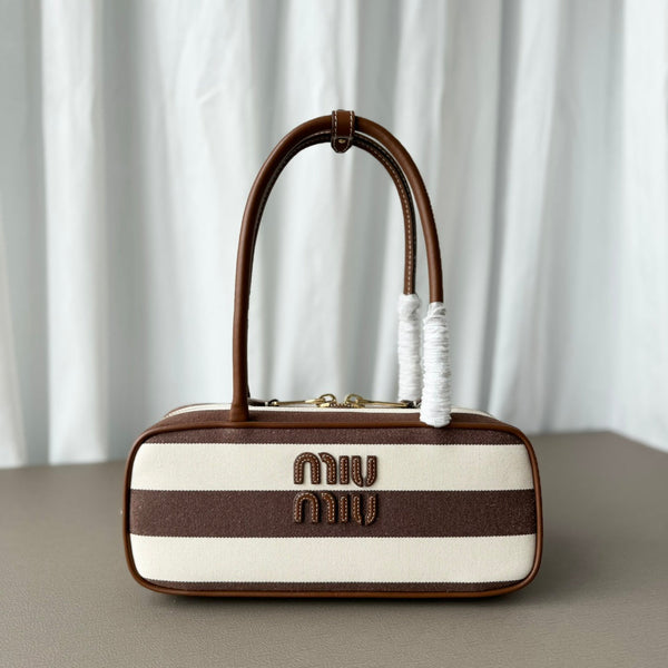 Miumiu large shoulder bag striped canvas