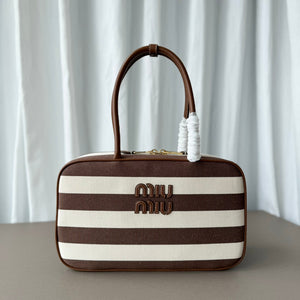 Miu Miu Beau Tote Bag Striped Canvas