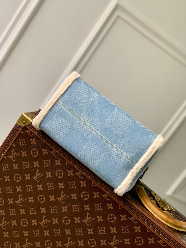 Lv Speedy 25 Bandouliere Beige Pelle Denim Lana