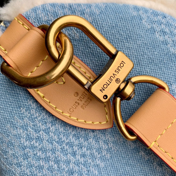 Lv Speedy 25 Bandouliere Beige Pelle Denim Lana