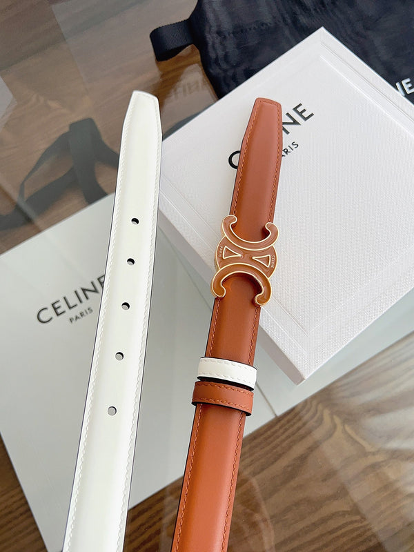 CL Brown 25mm Triomphe Enamel Saddle Brown White Cowhide 615280