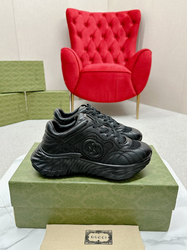 GG RIPPLE TRAINER IN PELLE DI AGNELLO NERA