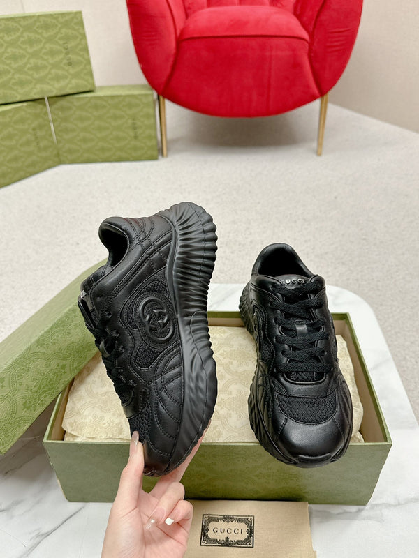 GG RIPPLE TRAINER IN PELLE DI AGNELLO NERA