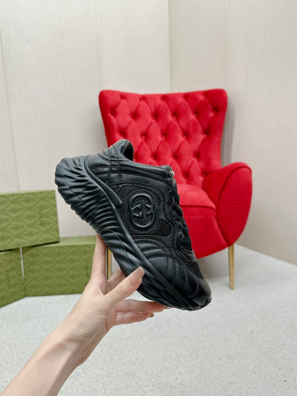 GG RIPPLE TRAINER IN PELLE DI AGNELLO NERA