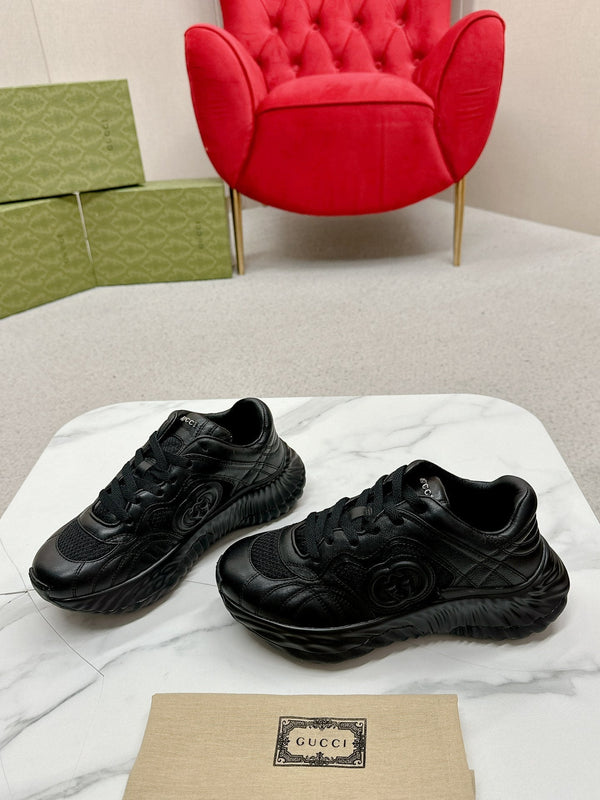 GG RIPPLE TRAINER IN PELLE DI AGNELLO NERA