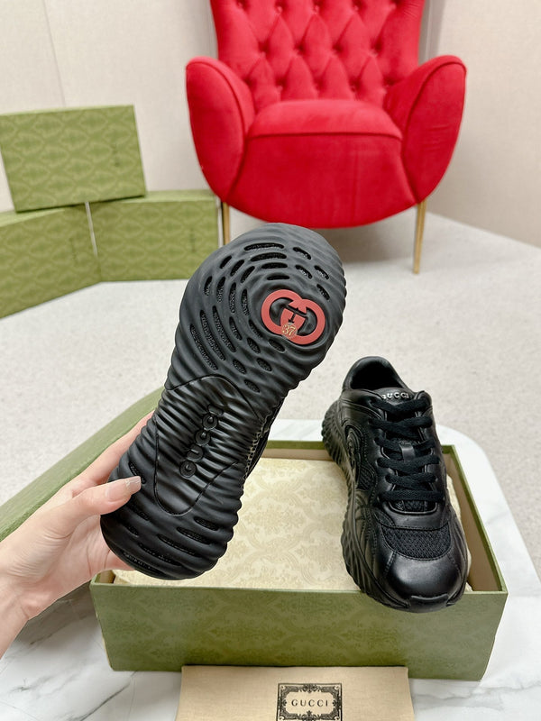 GG RIPPLE TRAINER IN PELLE DI AGNELLO NERA