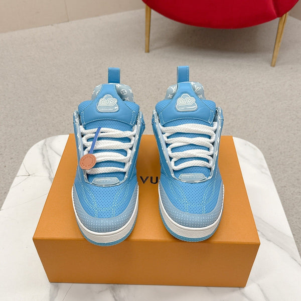 LV Skate Sneakers Blue Metallic and Perforated Calf Leather 528546