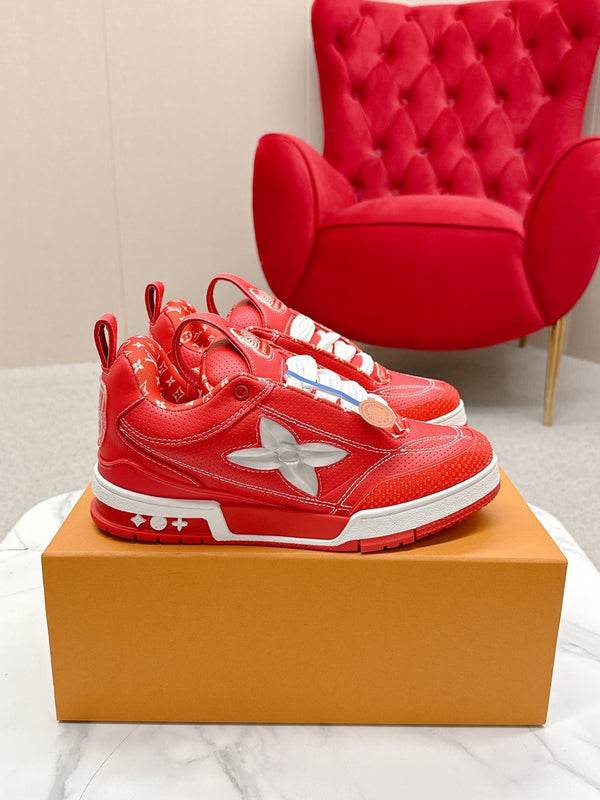 LV Skate Sneakers Orange Metallic and Perforated Calf Leather 528547