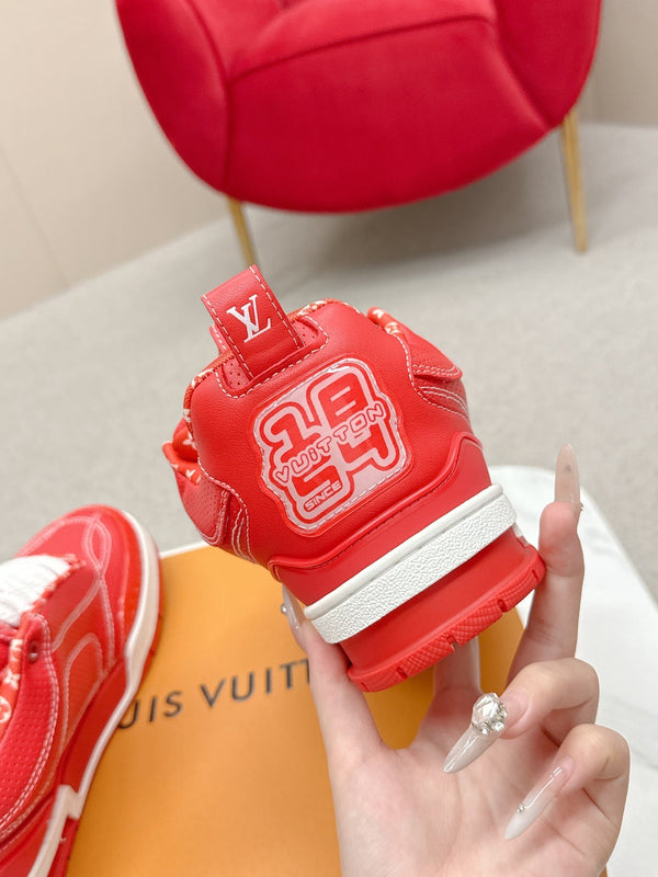 LV Skate Sneakers Orange Metallic and Perforated Calf Leather 528547