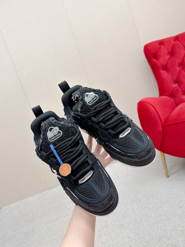 LV Trainer Sneaker Black Metallic Grained Metallic Calf Leather 528550