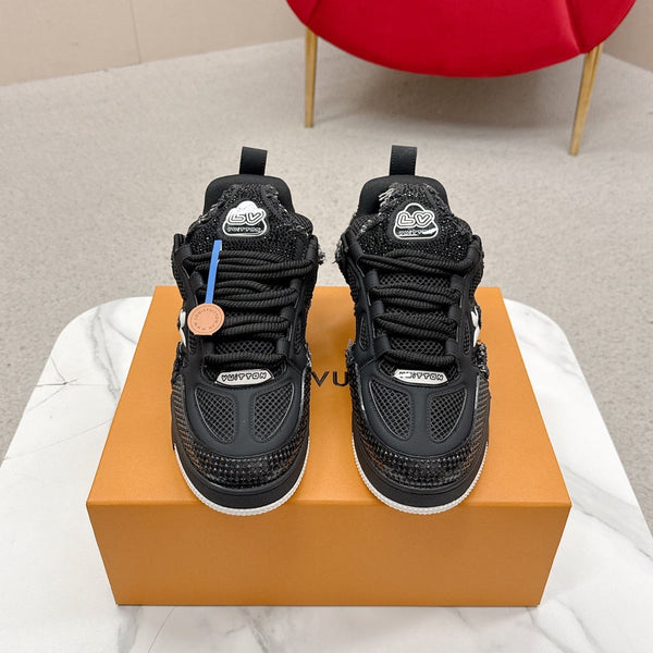 LV Trainer Sneaker Black Metallic Grained Metallic Calf Leather 528550