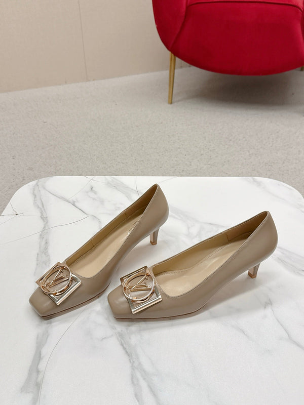 LV Madeleine High Heels Fuchsia Beige Leather 528578