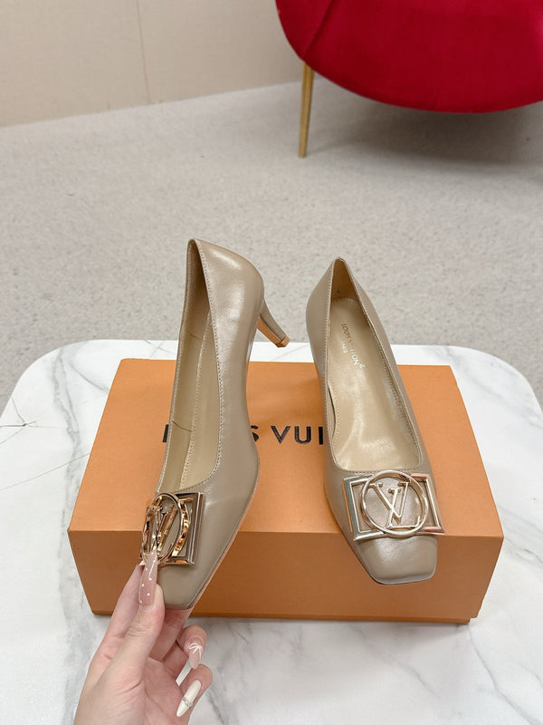LV Madeleine High Heels Fuchsia Beige Leather 528578