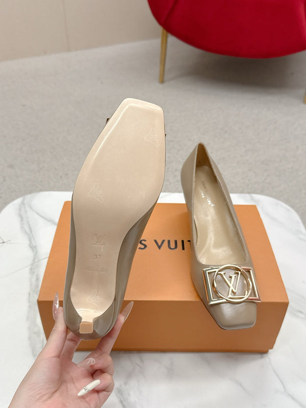 LV Madeleine High Heels Fuchsia Beige Leather 528578
