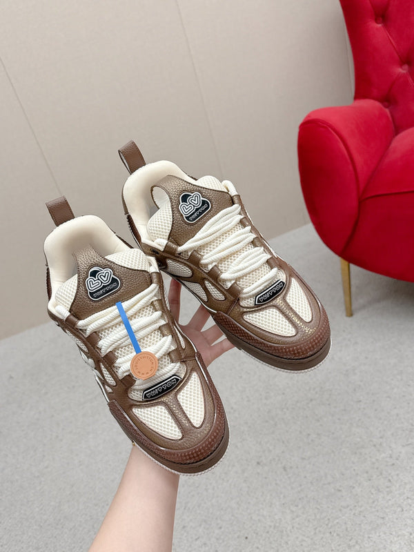 LV Trainer Sneaker Brown White Cowhide and Mesh 528555