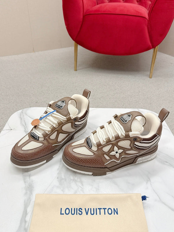LV Trainer Sneaker Brown White Cowhide and Mesh 528555