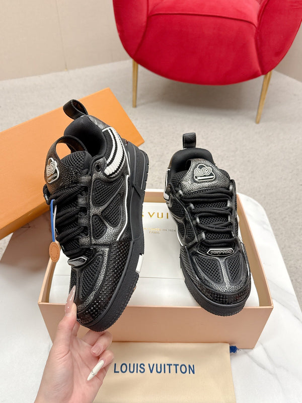 LV Trainer Sneaker Black White Cowhide and Mesh 528557