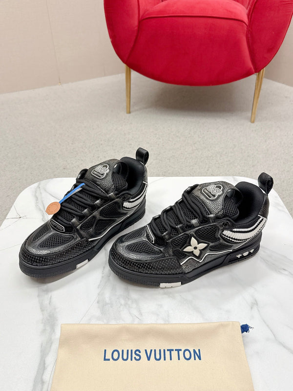 LV Trainer Sneaker Black White Cowhide and Mesh 528557
