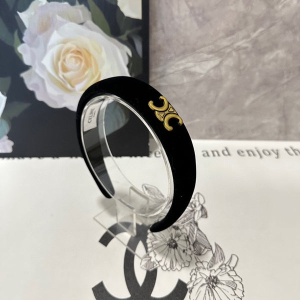 CERCHIETTO IN VELLUTO NERO CON LOGO ORO 423596