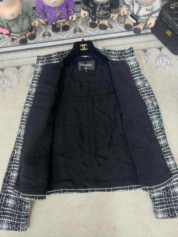 Giacca in tweed CC 25 nera in poliammide e cotone 251893