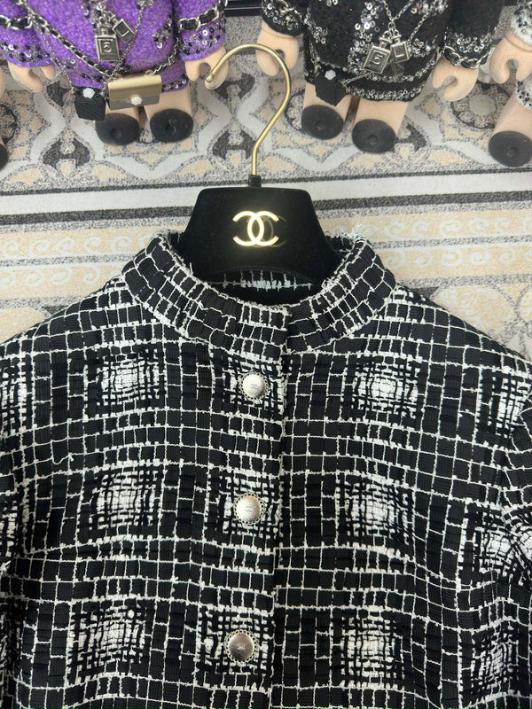 Giacca in tweed CC 25 nera in poliammide e cotone 251893