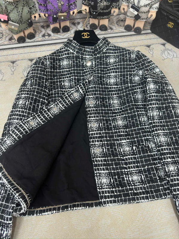 Giacca in tweed CC 25 nera in poliammide e cotone 251893