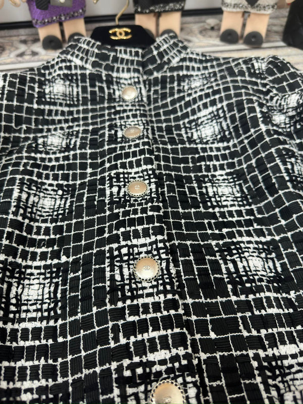 Giacca in tweed CC 25 nera in poliammide e cotone 251893