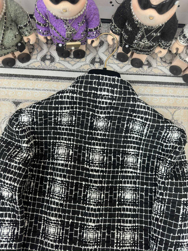 Giacca in tweed CC 25 nera in poliammide e cotone 251893