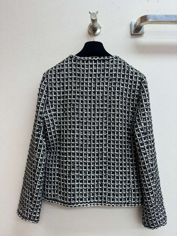 Giacca in tweed CC 25 nera bianca in cotone e poliestere 251964